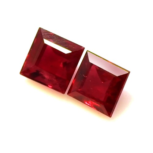 Mozambique Princess/Asscher - Octagon Red Ruby Pair 0.86CT - Video 1 of 1
