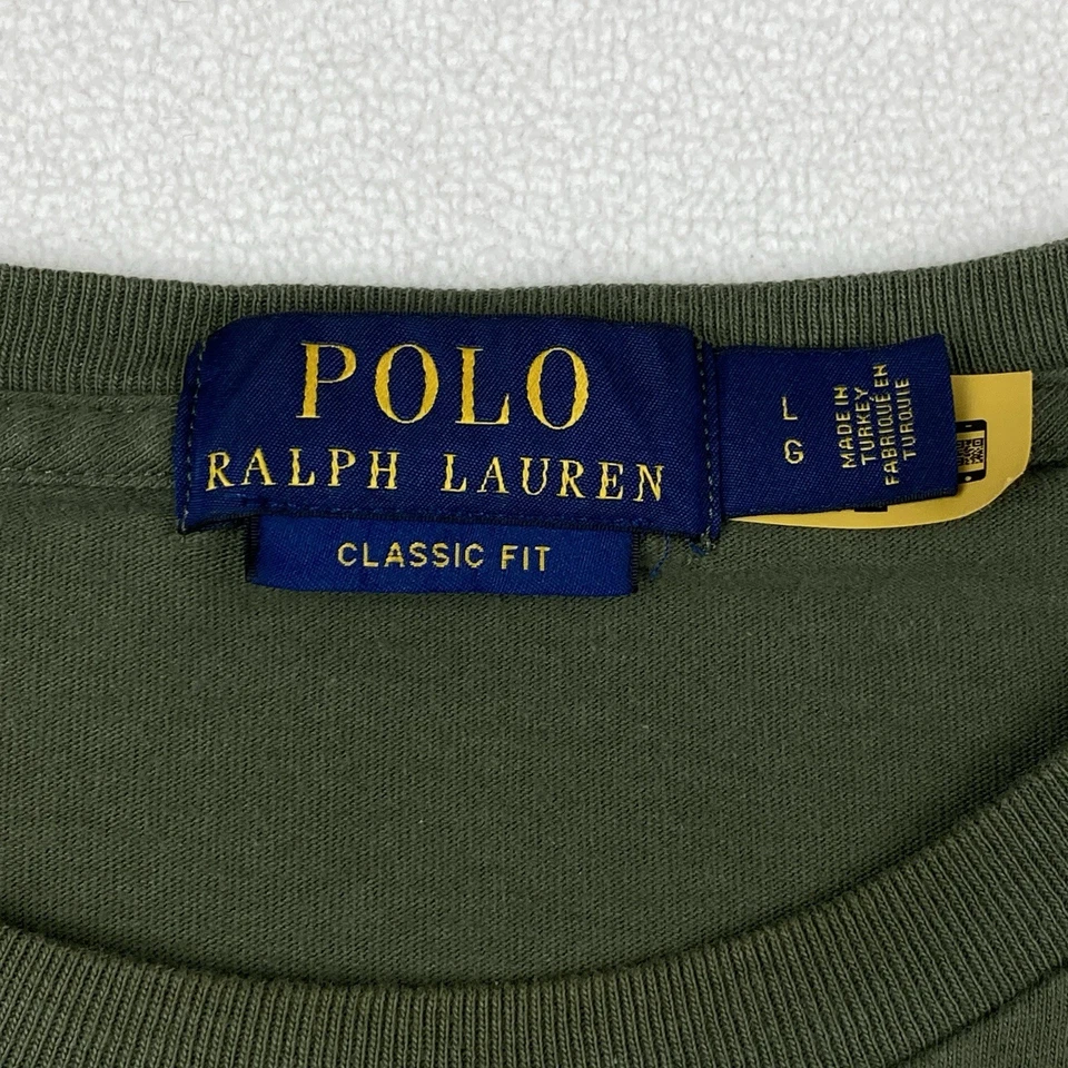 Polo Ralph Lauren Para Hombres Grande Manga Larga Polo Oso Gráfico Camiseta Calce Clásico Verde Foto 4 de 4