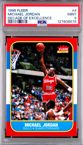 🔥 1996 FLEER DECADE OF EXCELLENCE #4 MICHAEL JORDAN PSA 9 🔥