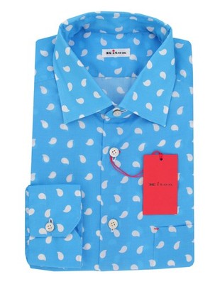 Kiton Blau Kostüm Baumwollhemd - Slim - 15.75/40 - (KT12122328)