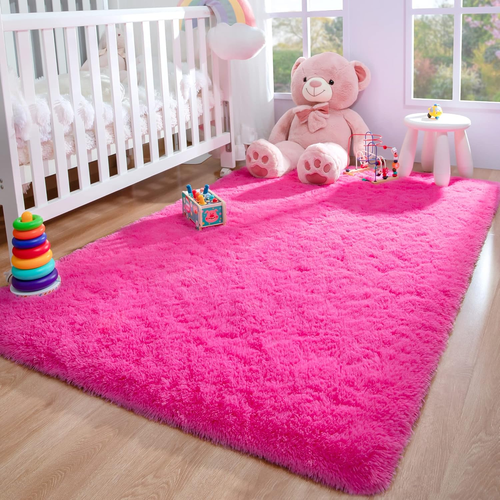 Fluffy Rug Rectangle Soft Fluffy Area Rugs for 3 X 5 (Rectangular), Hot Pink | eBay UK