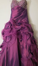 XCITE Purple Event Long Full Sequence Dress Formal Prom Sz 10 Narrow Shoulder