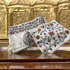 Kosher women Tallit Talit Prayer Shawl + bag and kippa 100%Natural Fabric Israel