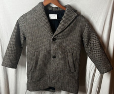 Zara Blazer Kids Youth Size 6-7 Black Brown Knit Wool Sweater Jacket Pockets