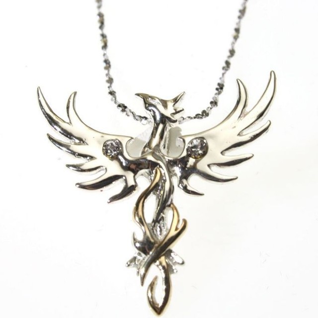 New Sun Phoenix Sterling Silver 925 Crystal Pendant Necklace Anne Stokes Mythica