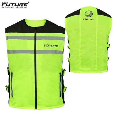 HI-VIZ Gilet Alta Visibilità Catarifrangente Fluo Sicurezza Moto Auto Bici Fluo