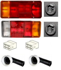 COPPIA FANALI POSTERIORI IVECO DAILY DAL 1978 AL 1999 + CONNETTORI + GHIERE