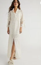 Free People Anna Sui Botanical Lace Kaftan Maxi Dress M $620