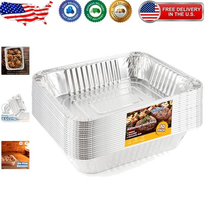 Disposable 10-Pack 9x13 Aluminum Baking Pans - Perfect for BBQ & Gatherings