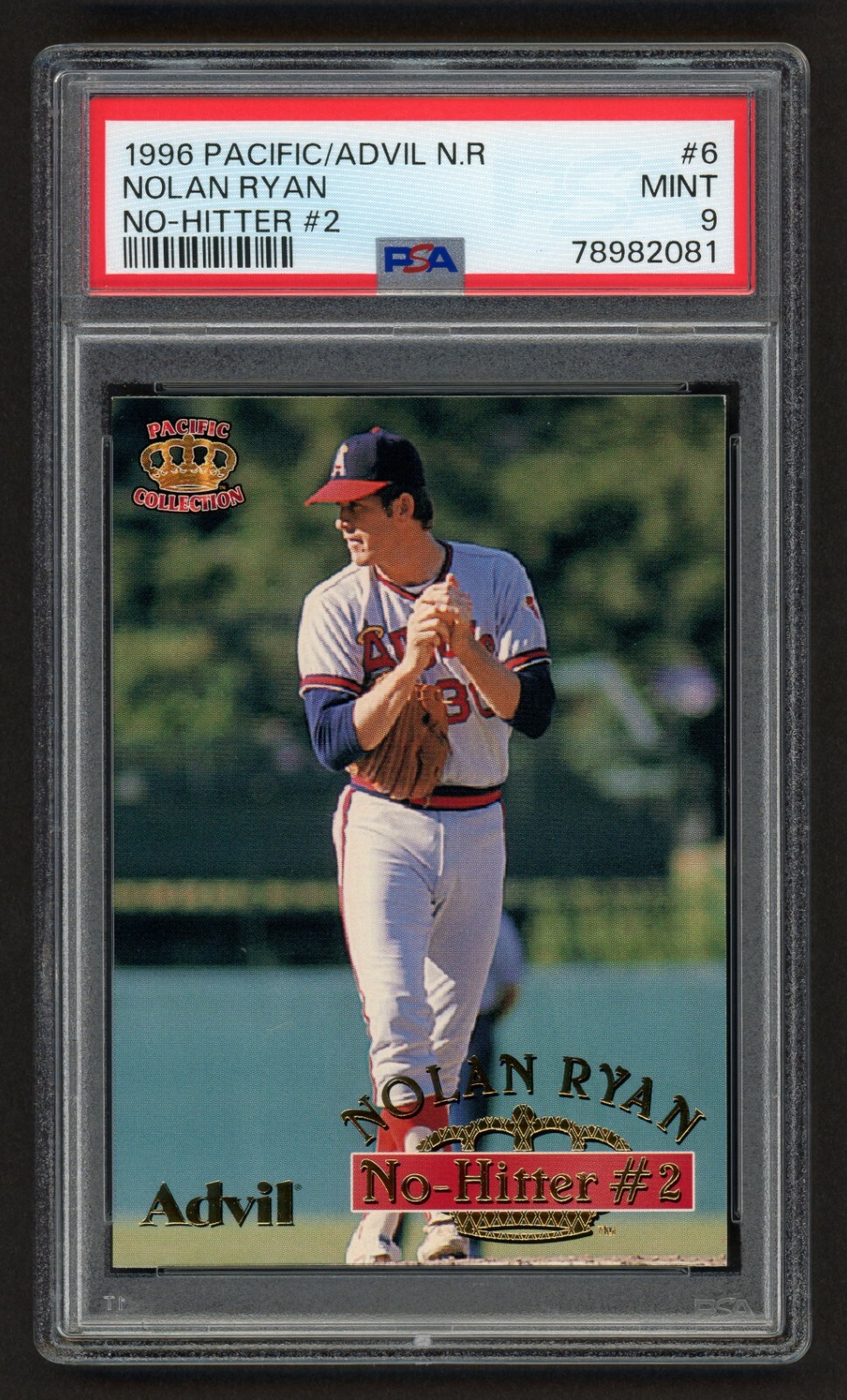 1996 PACIFIC/ADVIL NOLAN RYAN #6 NO-HITTER #2 1973 TEXAS HOF LOW POP PSA 9 MINT