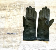 NEW Vintage Macy Associates Italian Soft Black Leather Womens Gloves Size 7 1/2