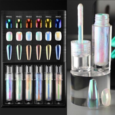 #ad Liquid Mirror Chrome Powder With Brush Nail Art Glitter UV Gel Nail Polish $3.60