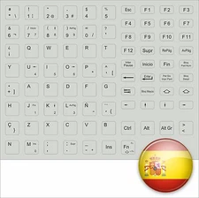 Spanish Keyboard Stickers Grey Spain Keystick for FSC Sony Acer Asus eBook