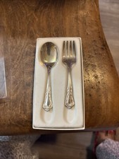 VTG 1990 Oneida Silverplate 'HARMONY' Baby 2-PC Utensil Set - Made in USA