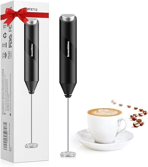 Milk Frother Handheld, Electric Foam Maker with Stainless Steel Whisk, Hand D...