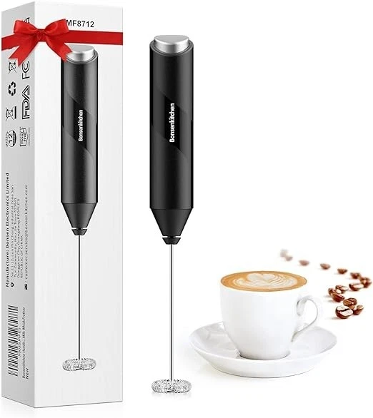 Milk Frother Handheld, Electric Foam Maker with Stainless Steel Whisk, Hand D...