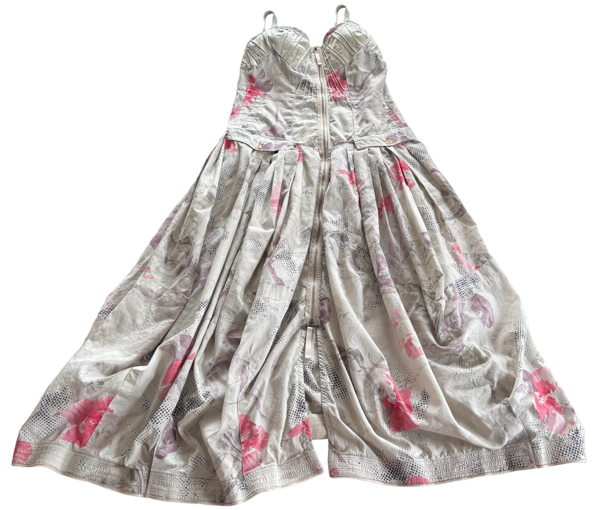 Robe Fleurie Blanche Et Orange Marithé & François Girbaud - Taille 38 - Occasion En Très Bon état