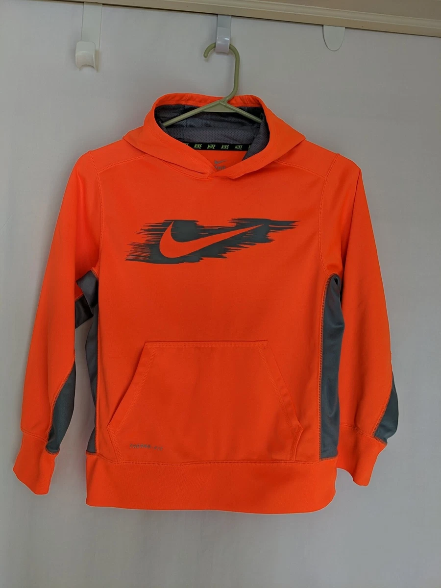 Nike Sweatshirt Hoodie Youth M Neon Orange Therma-fit Polyester Boy Girl |  eBay