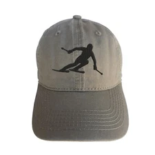 Skier Silhouette Embroidered Baseball Ball Cap Hat Adjustable Strap Vacation New