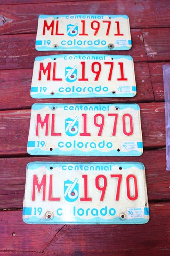 (4) 1976 Colorado Bicentennial Centennial Matching License Plate ML-1970 ML-1971