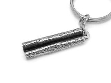 Cinnamon Keychain, Handmade Spice Nature Keyring in Pewter