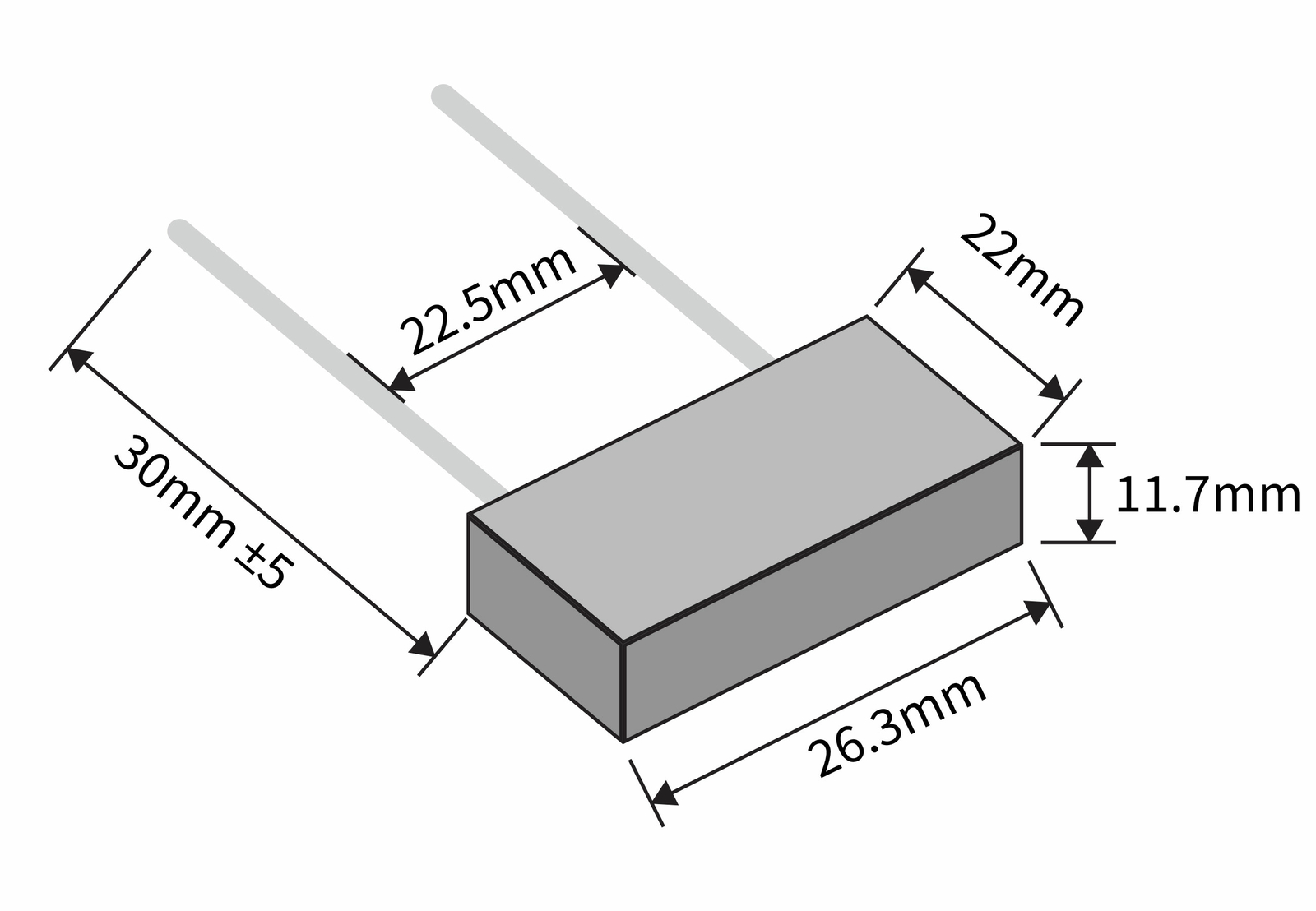 1 condensateur MKP62 X2 2.2µF 2.2uF 2200nF 225M 225 M 275 V 250V 40/110 ...