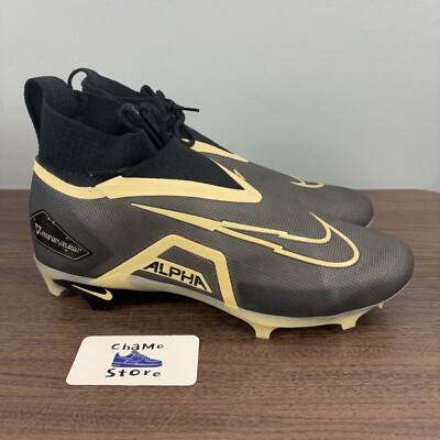 Nike Alpha Menace Elite 3 Mid Football Cleats Black Gold DM1792-001 Size 13