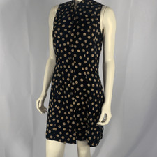 NWT Vintage 90’s Black Moon Print Rayon Sleeveless Mini Dress Size 12
