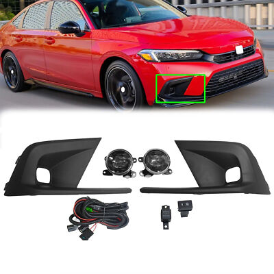 For 2022-2024 Honda Civic Bumper LED Fog Lights Driving Lamps w/ Switch & Cover