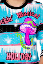 F   G MAGICAL MUSHROOM LIGHT UP UGLY STONER CHRISTMAS SWEATER NEW MEDIUM