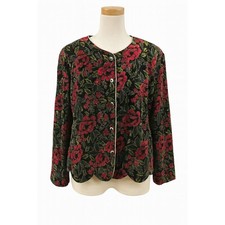 Vintage R & K Evenings Jacket Coat Dressy Fancy 90s Velvet Floral Print 22W