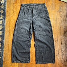 Old Navy Women s Drapey Denim High Rise Baggy Wide-Leg Black Jeans 12