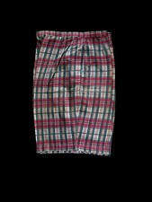 Vintage 1960S Cotton Madras Bermuda Shorts - Red White Blue Plaid- Side Zipper