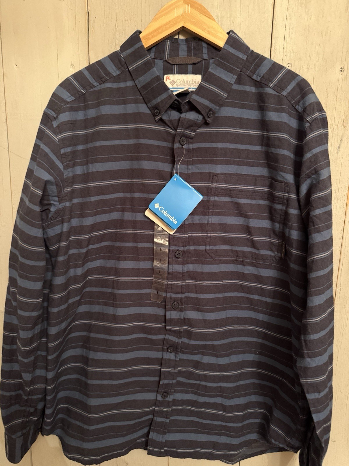 Columbia Men's Out and Back II Long Sleeve Shirt Large Blue Stripe NWT B7 thumbnail 3