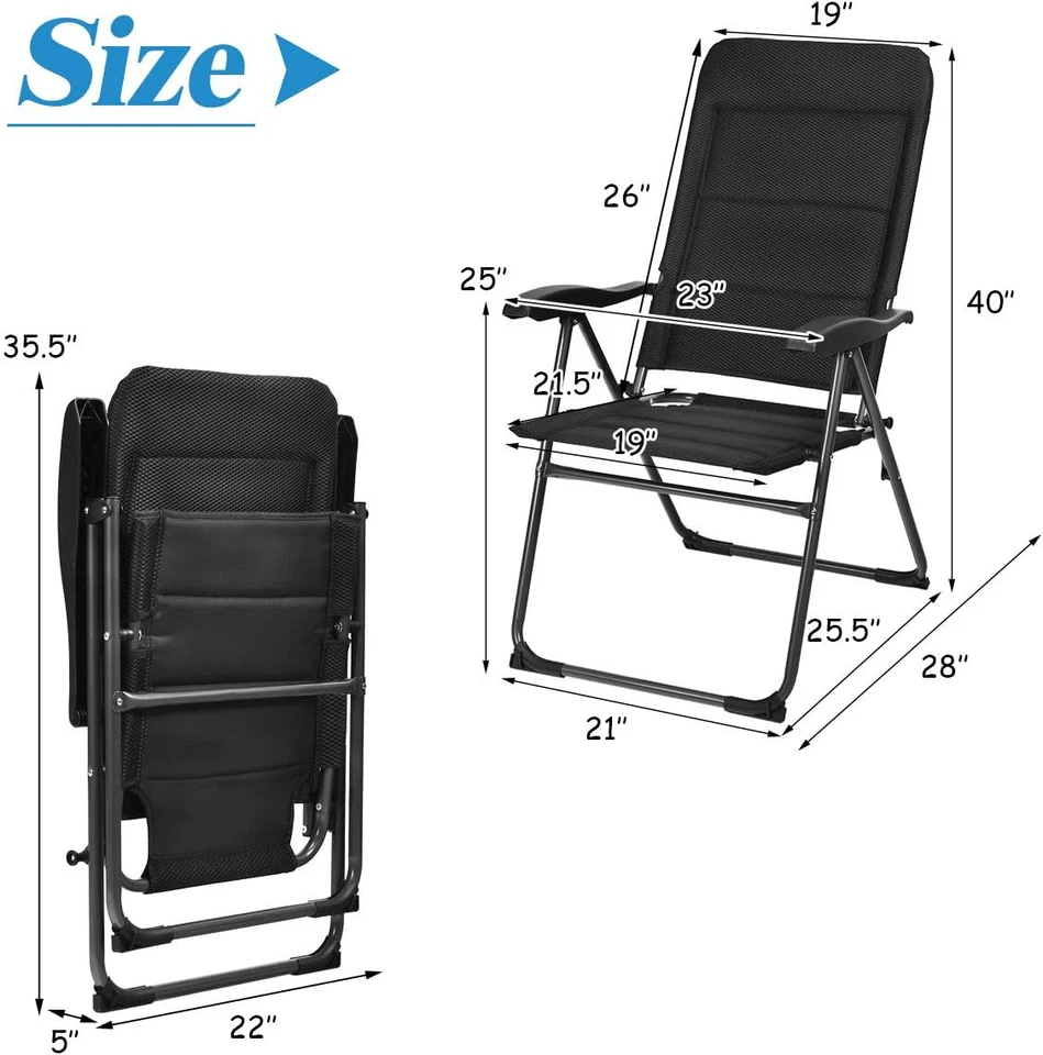 Giantex Juego de 2 Sillas de Patio, Sillas Plegables con Respaldo Ajustable, Exterior Foto 3 de 4