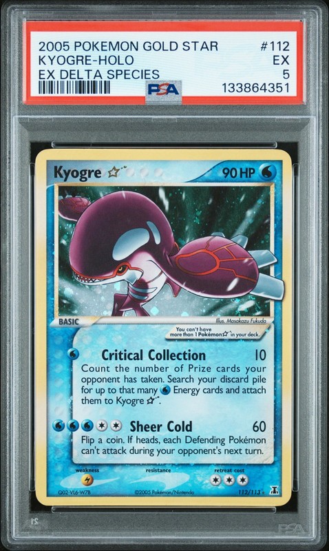 2005 POKEMON EX DELTA SPECIES GOLD STAR #112 KYOGRE-HOLO PSA 5