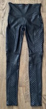 SPANX Faux Leather Moto Leggings Womens Small Black Shiny Shaping Pants Slim