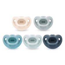NUK 100 Silicone Comfy Orthodontic Pacifiers, 0-6 5 Pack, Blue Assorted