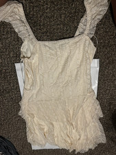 Lost + Wander Ivory Floral Lace Ruffle Square...