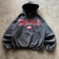 Nebraska Huskers Football Spellout Grey Hoodie Gildan Unisex S-5XL