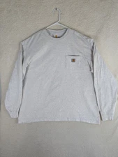 Carhartt Shirt Mens XLT Tall Long Sleeve Workwear Pocket Tee K126 Gray STAIN