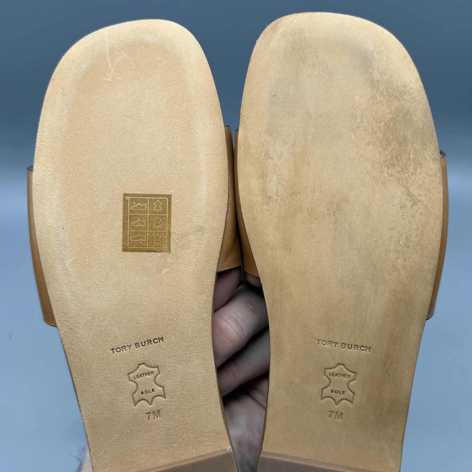 Tory Burch Ines Flat Slide Womens 7 Goat Leather Brown Designer Sandals TRIED ON thumbnail 9