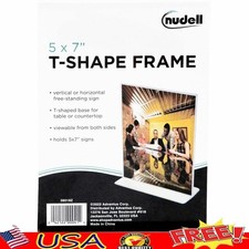 Double Sided Sign Holder Clear T Shape Stand Signs Pictures Notices Display New