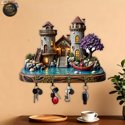 Wand Schlüsselanhänger 30cm - Oceanic Castle Organizer 2D 4 Haken Eingang