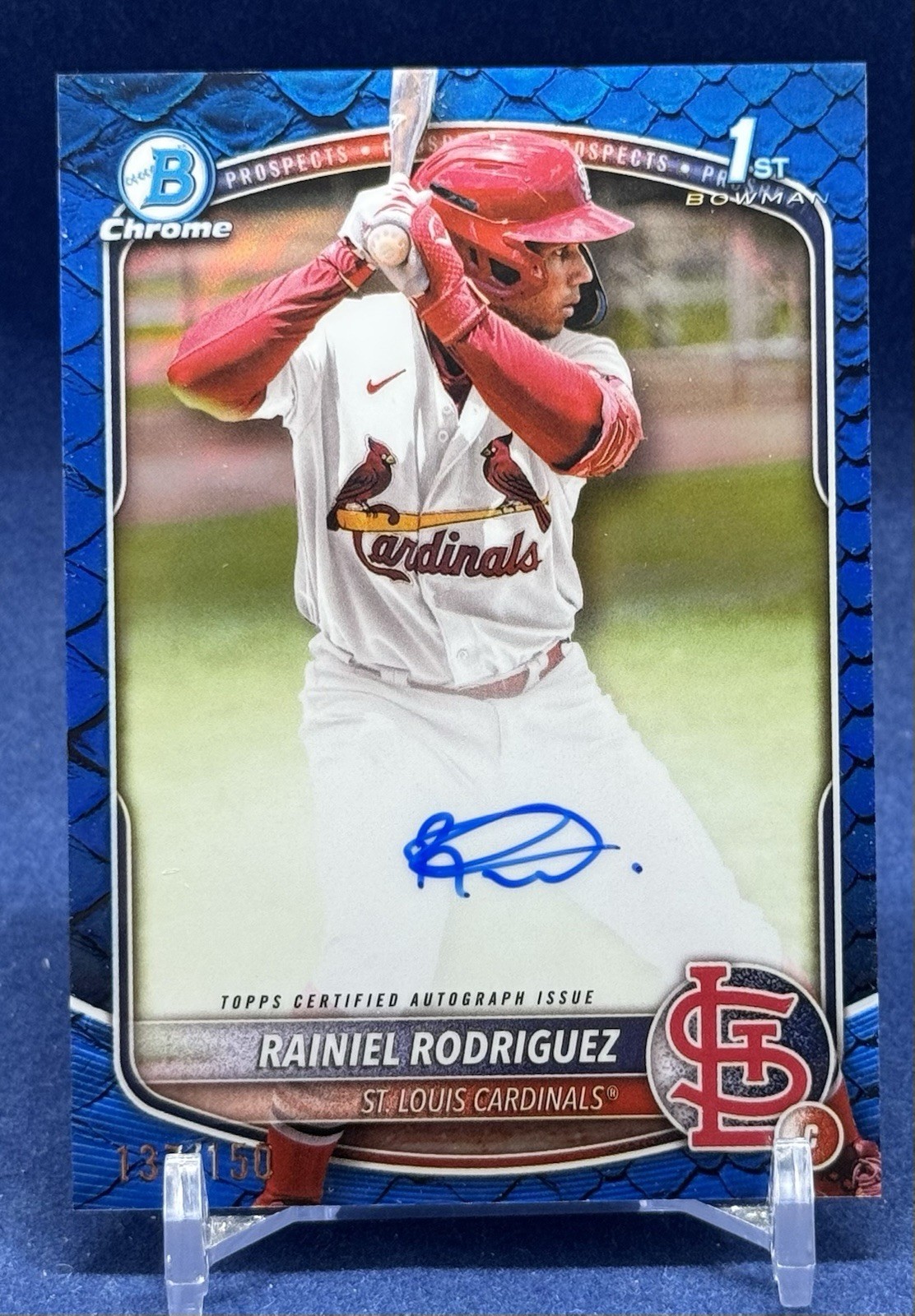 2025 Bowman Chrome Rainiel Rodriguez 1st #CPA-RR Auto Reptilian Blue #137/150