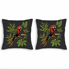 Set of 2 Tropical Parrot Throw Pillow Covers 18x18in - Vibrant Colorful Design