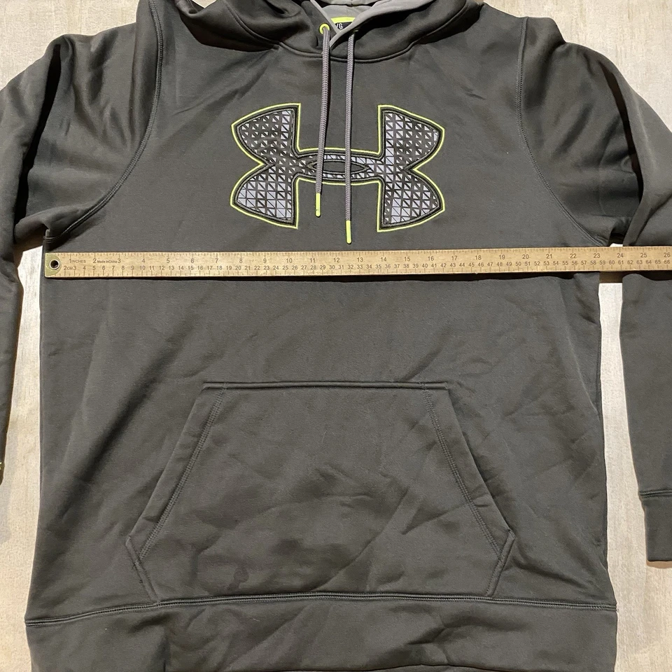 Sudadera con Capucha Under Armour Para Hombres Grande ColdGear Storm Pullover Atlético Borde Amarillo Neón Foto 2 de 4