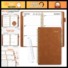 2026-2027 Academic Planner - 12 Month Weekly & Monthly Organizer, Vegan Leather,