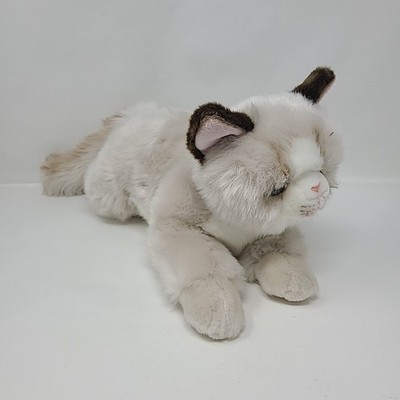 Cat Plush by Cu-Mate 18'' Super Soft Light Tan  Cat Blue Eyes
