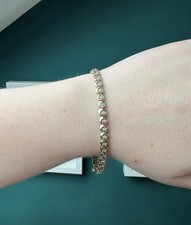 Vintage 9ct Gold And 1ct Of Diamond Crescent Tennis Bracelet Fully Hallmarked